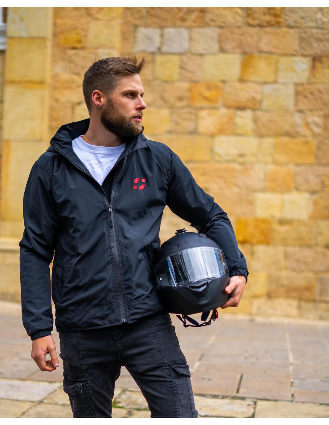 Chaqueta Impermeable con Protecciones Removibles Certificadas Unisex proteccion certificada motociclista
