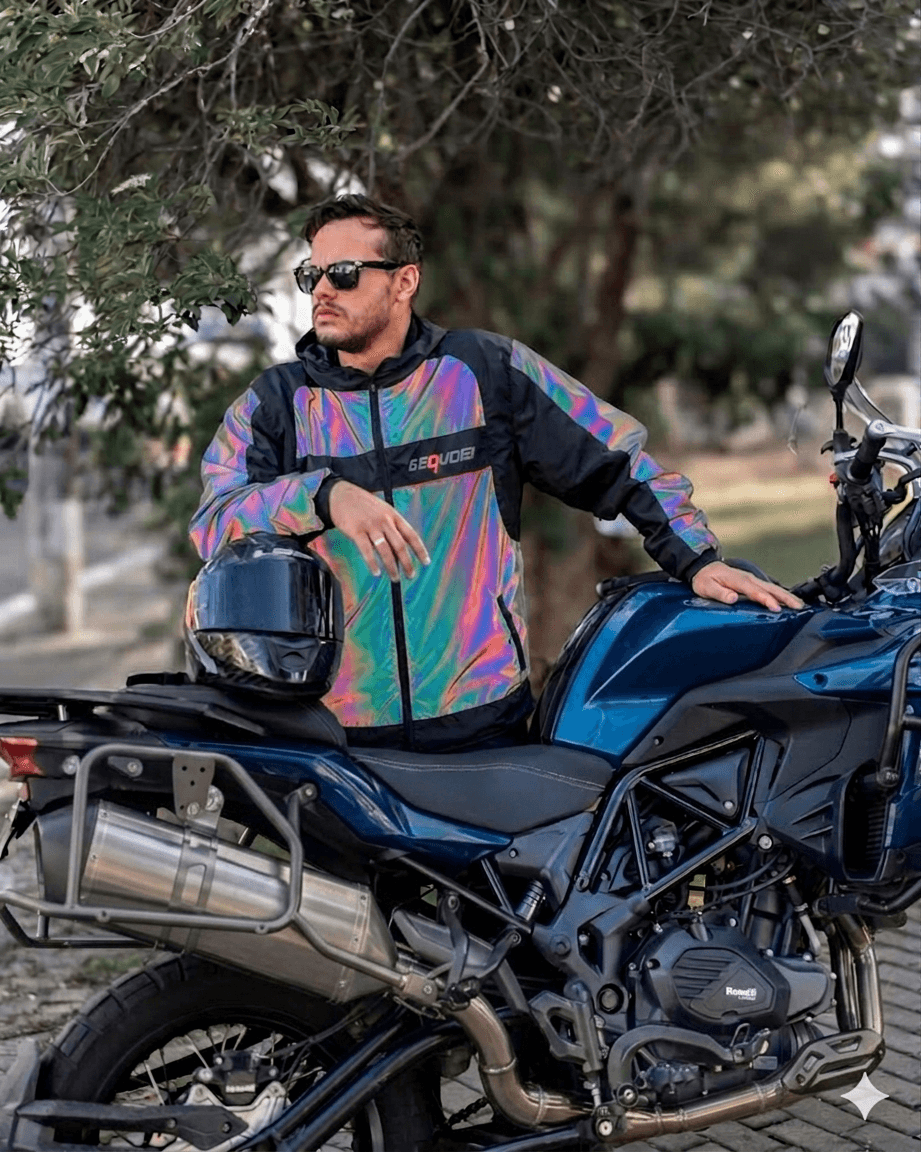 Ficha técnica Chaqueta Reflectiva Doble Faz Tornasol impermeable de Moto para Mujer y Caballeros